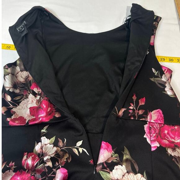 Enfocus Women formal hi/lo dress black w floral print Sleeveless womens size 16W - Picture 10 of 10